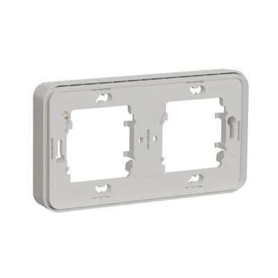 Schneider Mureva Styl - Cadre 2 postes horizontal encastré IP55 blanc - Réf : MUR39101