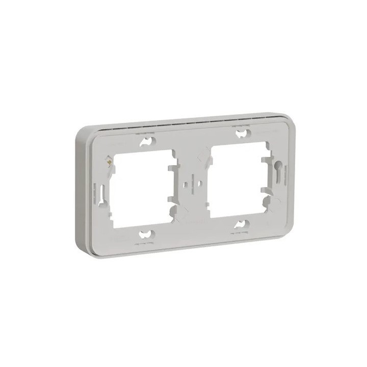 Schneider Mureva Styl - Cadre 2 postes horizontal encastré IP55 blanc - Réf : MUR39101