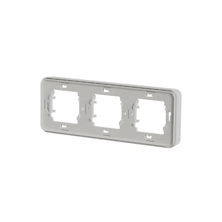 Schneider Mureva Styl - Cadre 3 postes horizontal encastré - IP55 blanc - Réf : MUR39109