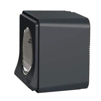 Schneider Mureva Styl - Prise de courant 2P+T complet saillie IP55 - connexion à vis gris - Réf : MUR36030