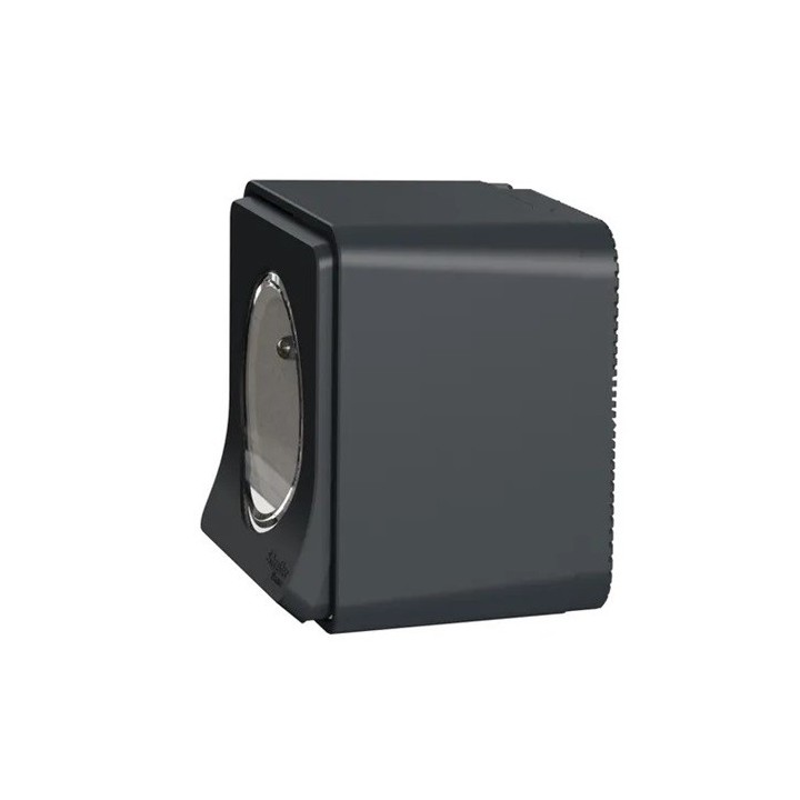 Schneider Mureva Styl - Prise de courant 2P+T complet saillie IP55 - connexion à vis gris - Réf : MUR36030