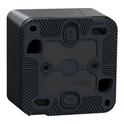 Schneider Mureva Styl - Va et vient lumineux ou témoin LED complet saillie IP55 - connexion auto - gris - Réf : MUR35024