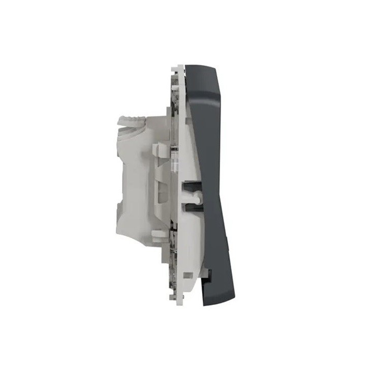 Schneider Mureva Styl - Bouton poussoir lumineux LED composable - IP55 - gris - Réf : MUR35127