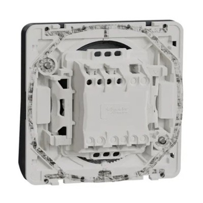 Schneider Mureva Styl - Bouton poussoir lumineux LED composable - IP55 - gris - Réf : MUR35127