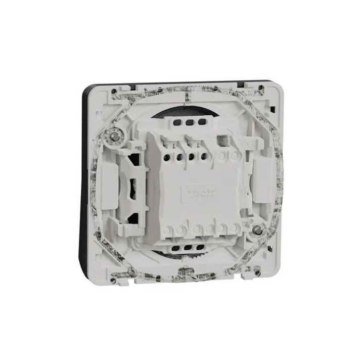 Schneider Mureva Styl - Bouton poussoir lumineux LED composable - IP55 - gris - Réf : MUR35127