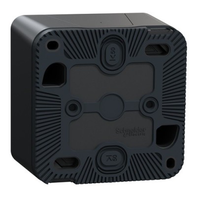 Schneider Mureva Styl - Bouton poussoir lumineux LED complet saillie - IP55 - gris - Réf : MUR35028