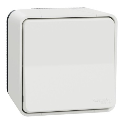 Schneider Mureva Styl - Bouton poussoir complet saillie IP55 - connexion automatique blanc - Réf : MUR39026