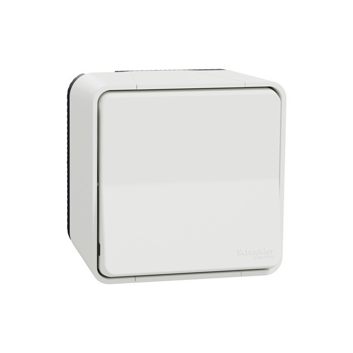 Schneider Mureva Styl - Bouton poussoir complet saillie IP55 - connexion automatique blanc - Réf : MUR39026