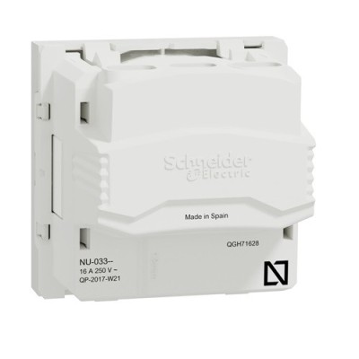 Schneider - Unica - Prise 2P - bornier à vis - 2 mod - Blanc - méca seul - Réf : NU303318