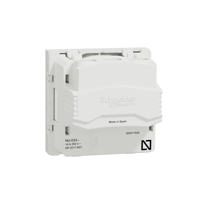 Schneider - Unica - Prise 2P - bornier à vis - 2 mod - Blanc - méca seul - Réf : NU303318