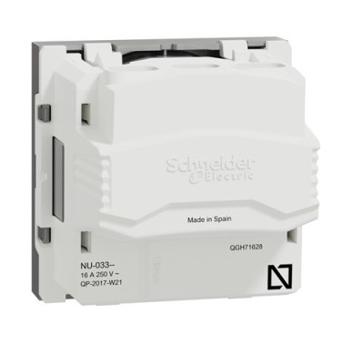 Schneider - Unica - Prise 2P - bornier à vis - 2 mod - Alu - méca seul - Réf : NU303330