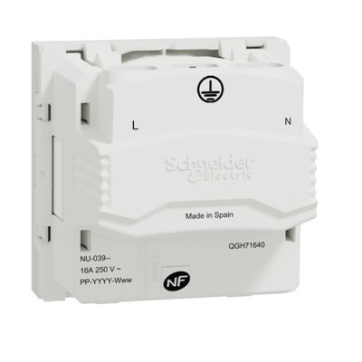Schneider - Unica - Prise 2P+T - FR - 90° - vis - Blanc - méca seul - Réf : NU303918
