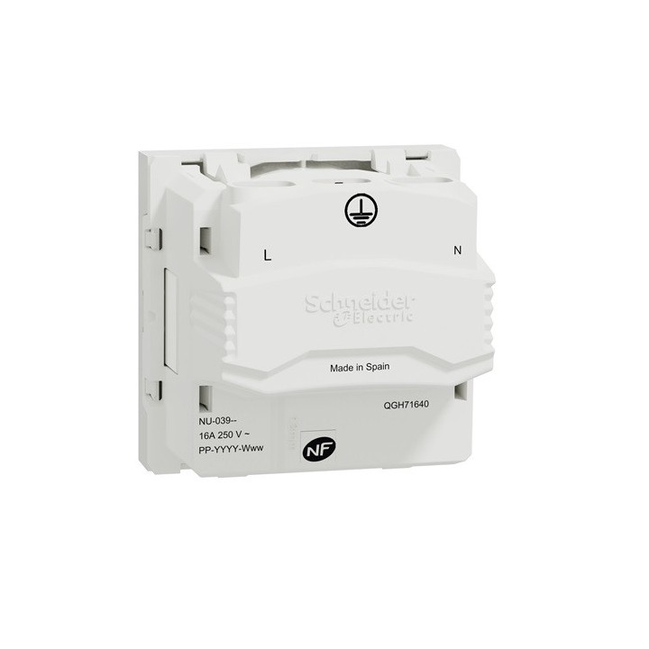 Schneider - Unica - Prise 2P+T - FR - 90° - vis - Blanc - méca seul - Réf : NU303918