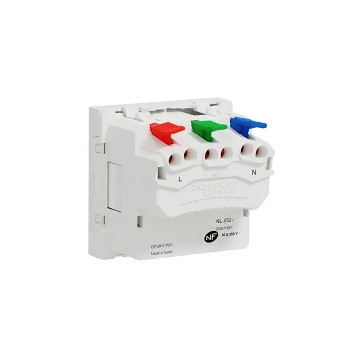 Schneider - Unica - Prise 2P+T - FR - 90° - affleurant - raccord rapide - Blanc - méca seul - Réf : NU305218