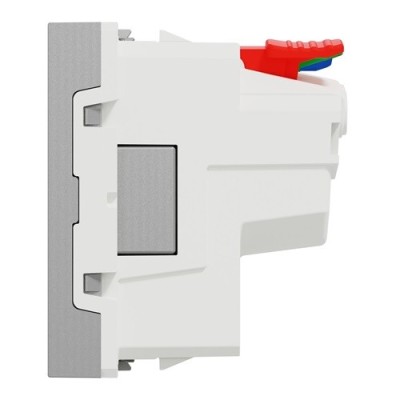 Schneider - Unica - Prise 2P+T - FR - 90° - affleurant - raccord rapide - Alu - méca seul - Réf : NU305230