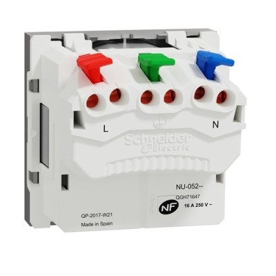 Schneider - Unica - Prise 2P+T - FR - 90° - affleurant - raccord rapide - Alu - méca seul - Réf : NU305230
