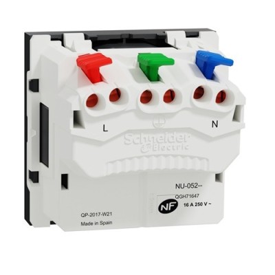 Schneider - Unica - Prise 2P+T - FR - 90° - affleurant - raccord rapide - Anthra - méca seul - Réf : NU305254