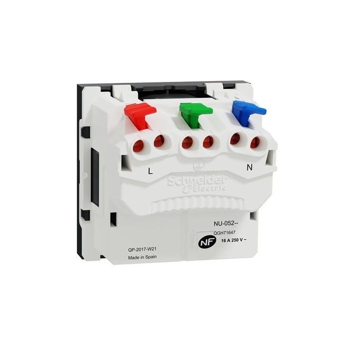 Schneider - Unica - Prise 2P+T - FR - 90° - affleurant - raccord rapide - Anthra - méca seul - Réf : NU305254