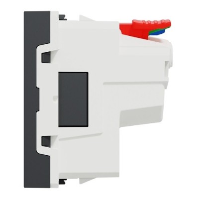 Schneider - Unica - Prise 2P+T - FR - 90° - affleurant - raccord rapide - Anthra - méca seul - Réf : NU305254