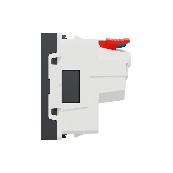 Schneider - Unica - Prise 2P+T - FR - 90° - affleurant - raccord rapide - Anthra - méca seul - Réf : NU305254
