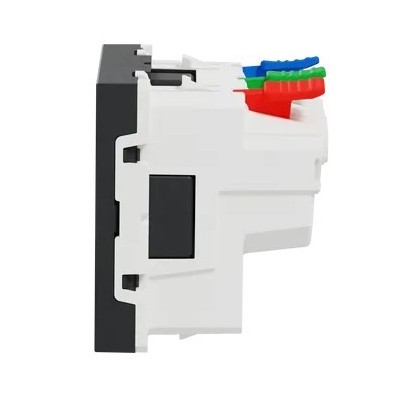 Schneider - Unica - Prise 2P+T - FR - 90° - raccord rapide travers - Anthracite - méca seul - Réf : NU305954