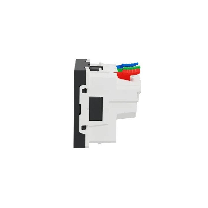 Schneider - Unica - Prise 2P+T - FR - 90° - raccord rapide travers - Anthracite - méca seul - Réf : NU305954