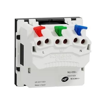Schneider - Unica - Prise 2P+T - FR - 90° - raccord rapide travers - Anthracite - méca seul - Réf : NU305954