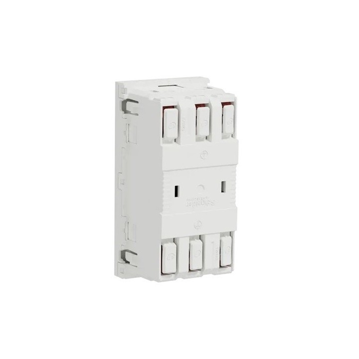 Schneider - Unica - Prise double 2P+T - FR - 45° - connexion rapide - Blanc - méca seul - Réf : NU306918