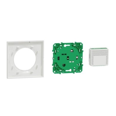 Schneider - Odace sans fil sans pile - Kit actionneur micro + inter + plaque Styl - blanc - Réf : S520192K