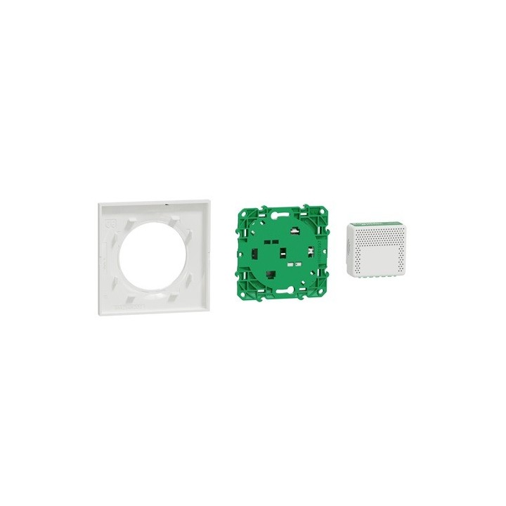 Schneider - Odace sans fil sans pile - Kit actionneur micro + inter + plaque Styl - blanc - Réf : S520192K