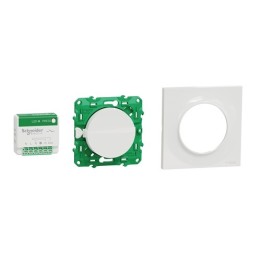 Schneider - Odace sans fil sans pile - Kit actionneur micro + inter + plaque Styl - blanc - Réf : S520192K