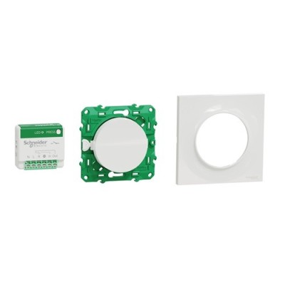 Schneider - Odace sans fil sans pile - Kit actionneur micro + inter + plaque Styl - blanc - Réf : S520192K