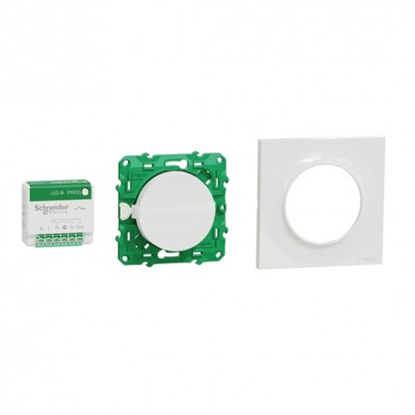 Schneider - Odace sans fil sans pile - Kit actionneur micro + inter + plaque Styl - blanc - Réf : S520192K