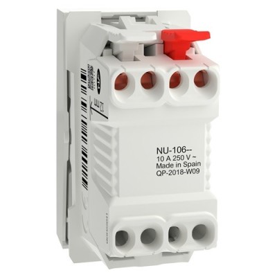 Schneider - Unica - Bouton-poussoir NO - 10A - connex rapide - 1 mod - Blanc - méca seul - Réf : NU310618F