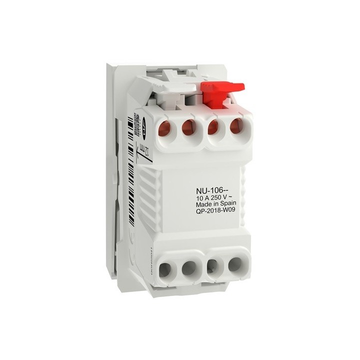 Schneider - Unica - Bouton-poussoir NO - 10A - connex rapide - 1 mod - Blanc - méca seul - Réf : NU310618F