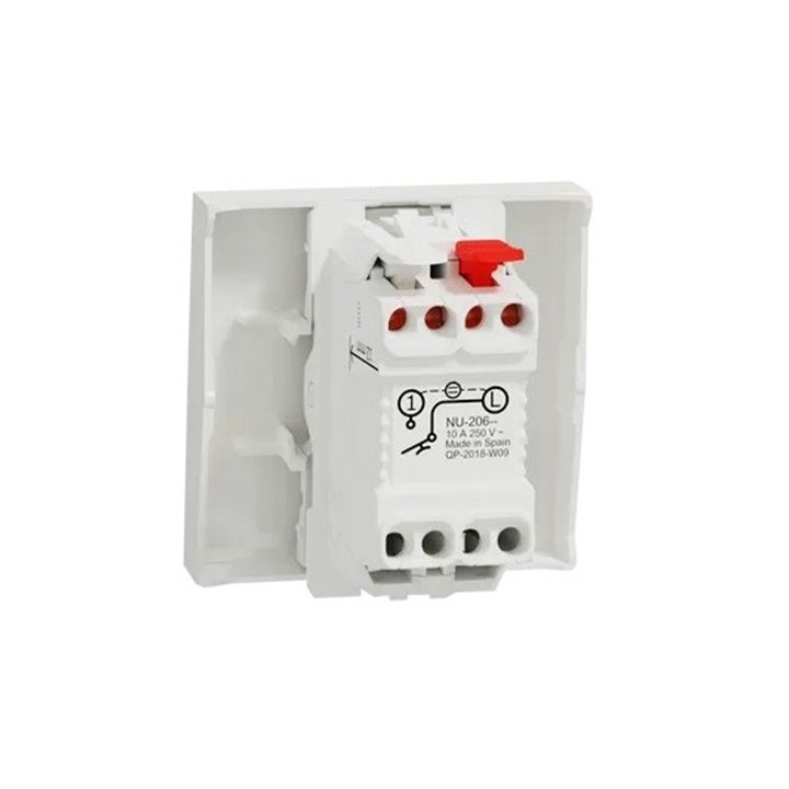 Schneider - Unica - Poussoir lumineux (localisation) - 10A - 2 mod - Blanc - méca seul - Réf : NU320618FN