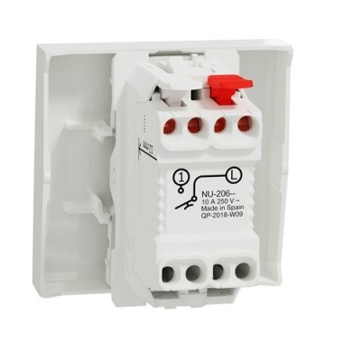 Schneider - Unica - Bouton-poussoir NO - 10A - connexion rapide - 2 mod - Blanc - méca seul - Réf : NU320618F