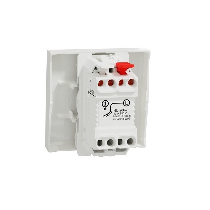 Schneider - Unica - Bouton-poussoir NO - 10A - connexion rapide - 2 mod - Blanc - méca seul - Réf : NU320618F