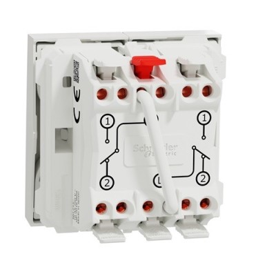 Schneider - Unica - Double Va-et-vient - 10A - connexion rapide - 2 mod - Blanc - méca seul - Réf : NU321318F