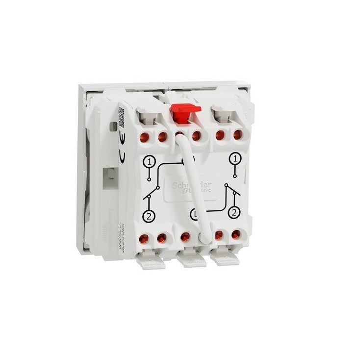 Schneider - Unica - Double Va-et-vient - 10A - connexion rapide - 2 mod - Blanc - méca seul - Réf : NU321318F