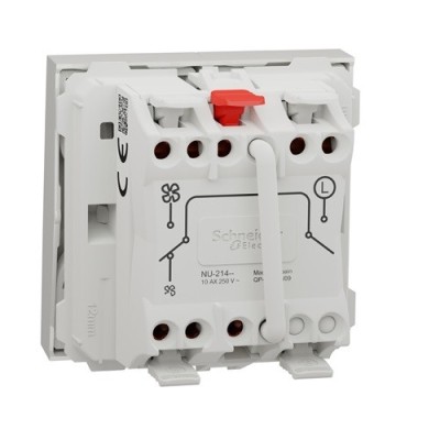 Schneider - Unica - Commande VMC - ON/OFF + 2 vitesses - 10A - 2 mod - Blanc - méca seul - Réf : NU321418