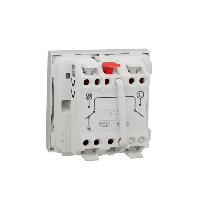 Schneider - Unica - Commande VMC - ON/OFF + 2 vitesses - 10A - 2 mod - Blanc - méca seul - Réf : NU321418