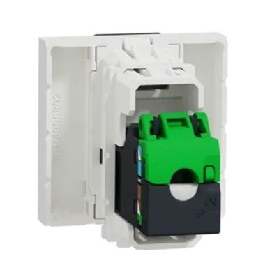 Schneider - Unica - Prise RJ45 simple - cat 5 UTP - 2 mod - Blanc - méca seul - Réf : NU341118