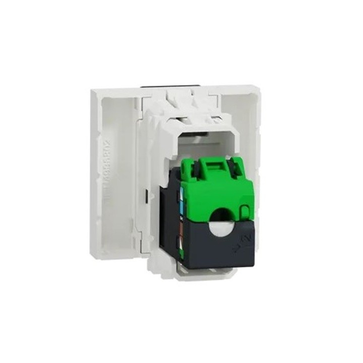 Schneider - Unica - Prise RJ45 simple - cat 5 UTP - 2 mod - Blanc - méca seul - Réf : NU341118