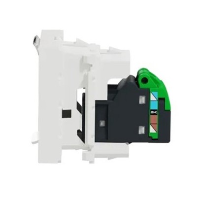 Schneider - Unica - Prise RJ45 simple - cat 5 UTP - 2 mod - Blanc - méca seul - Réf : NU341118