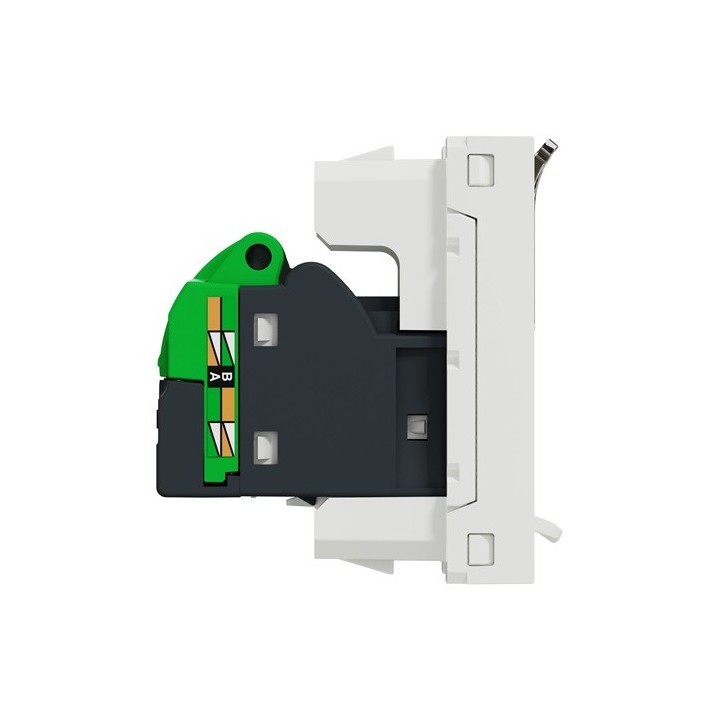 Schneider - Unica - Prise RJ45 simple - cat 6 STP - 1 mod - Blanc - méca seul - Réf : NU341618