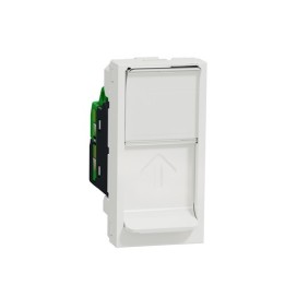 Schneider - Unica - Prise RJ45 simple - cat 6 STP - 1 mod - Blanc - méca seul - Réf : NU341618