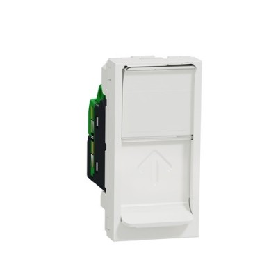 Schneider - Unica - Prise RJ45 simple - cat 6 STP - 1 mod - Blanc - méca seul - Réf : NU341618