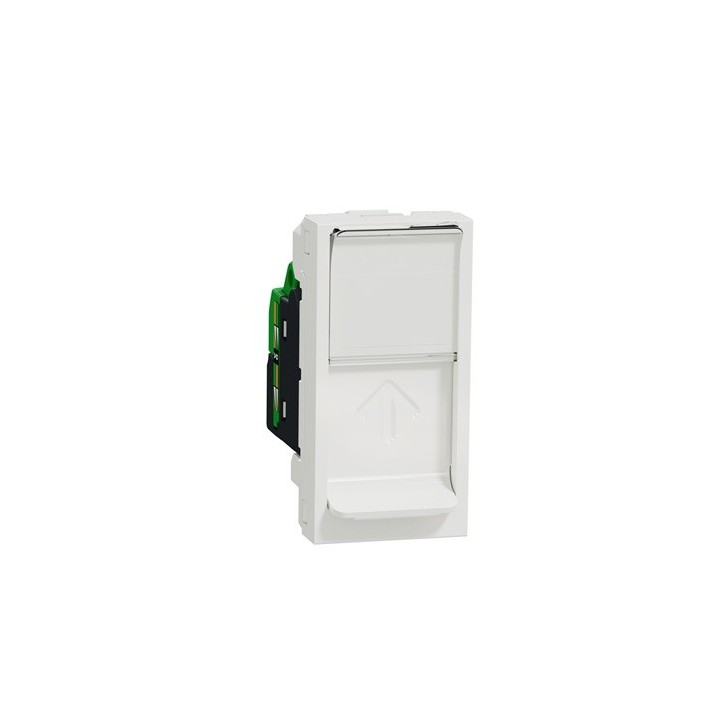 Schneider - Unica - Prise RJ45 simple - cat 6 STP - 1 mod - Blanc - méca seul - Réf : NU341618