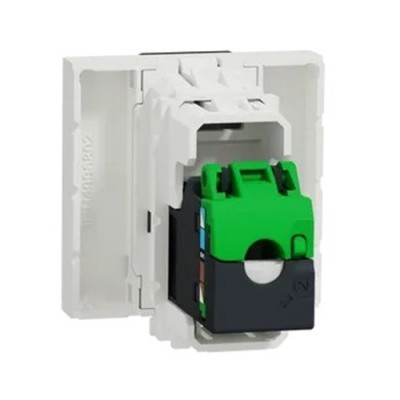 Schneider - Unica - Prise RJ45 simple - cat 6 STP - 2 mod - Blanc - méca seul - Réf : NU341718